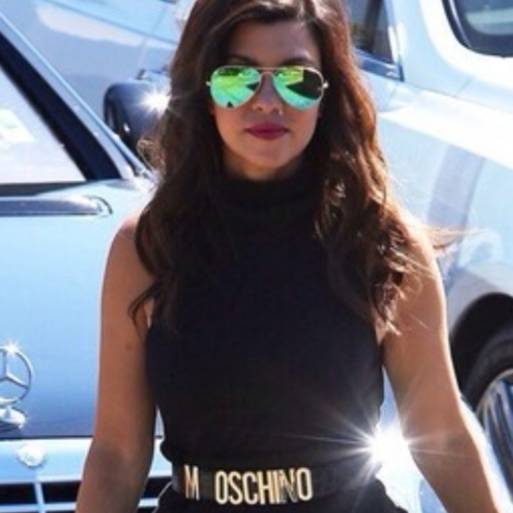 Authentic Moschino Designer Black Leather Belt